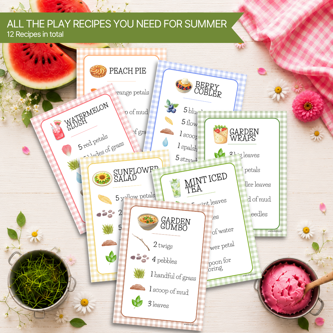 Summer Mud Kitchen Recipe Cards