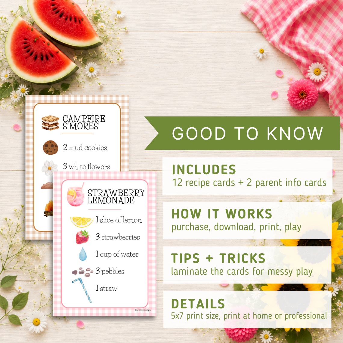 Summer Mud Kitchen Recipe Cards